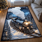 Yuletide Express area rug in a living room