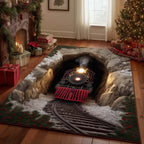 Yuletide Express area rug in a living room