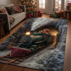 Yuletide Express area rug in a living room