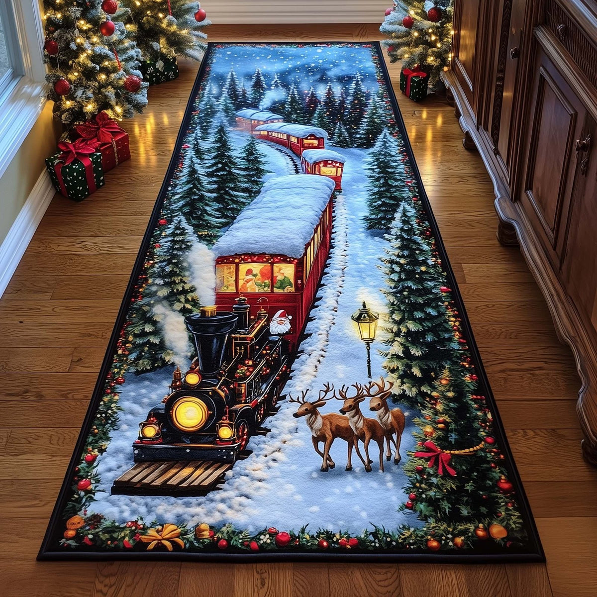 Yuletide Express Runner Rug - Nature Design | Serene Runner Rug