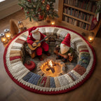 Yuletide Fireside Round Mat Rug - Nature Design | Serene Home Decor