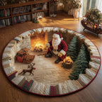 Yuletide Fireside Round Mat Rug - Nature Design | Serene Home Decor