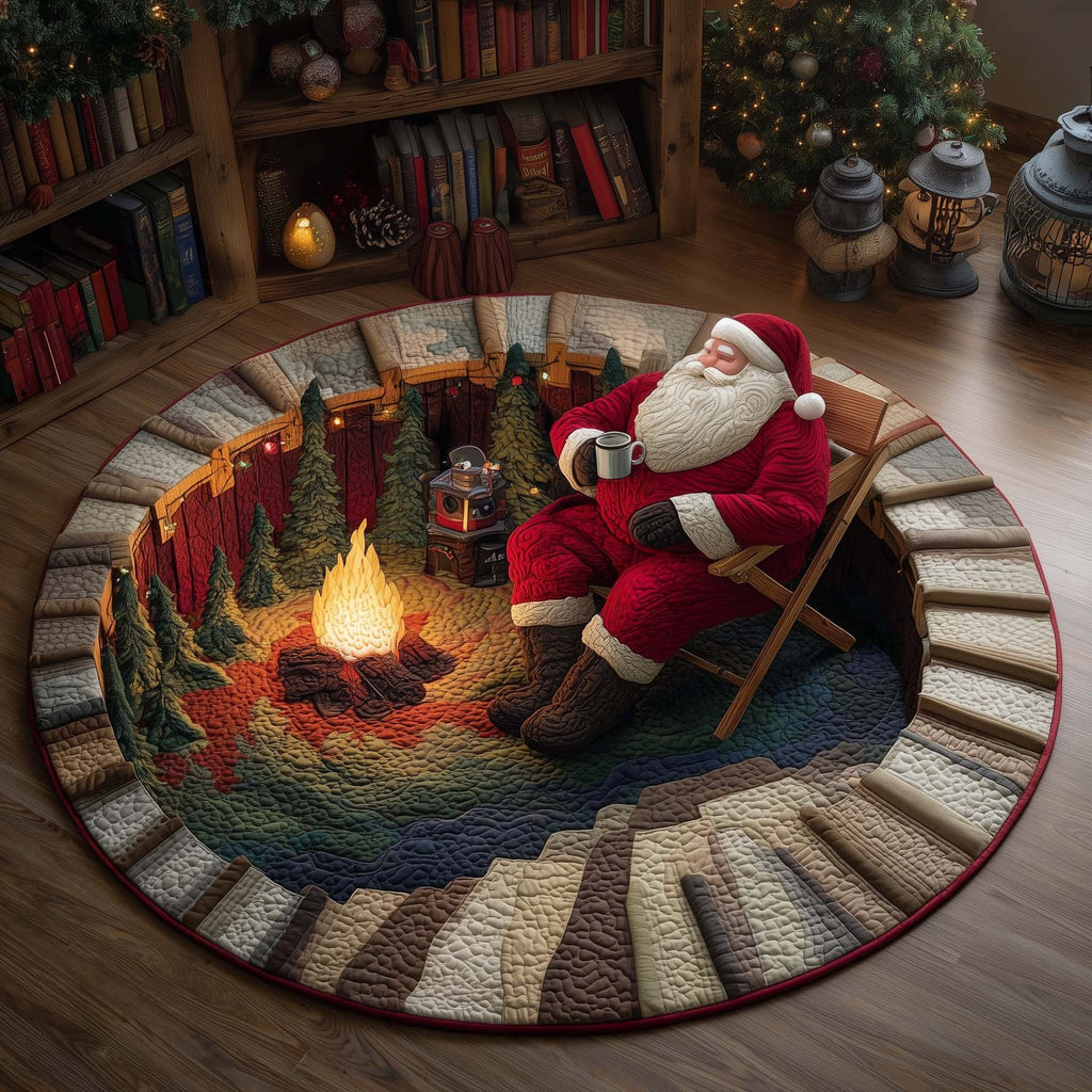 Yuletide Fireside Round Mat Rug - Nature Design | Serene Home Decor