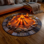 Yuletide Fireside Round Mat Rug - Nature Design | Serene Home Decor