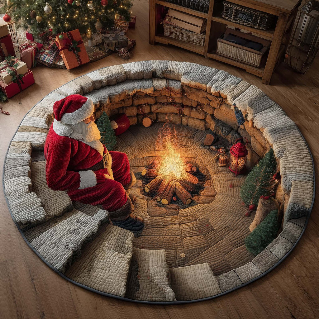 Yuletide Fireside Round Mat Rug - Nature Design | Serene Home Decor