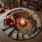 Yuletide Fireside Round Mat Rug - Nature Design | Serene Home Decor