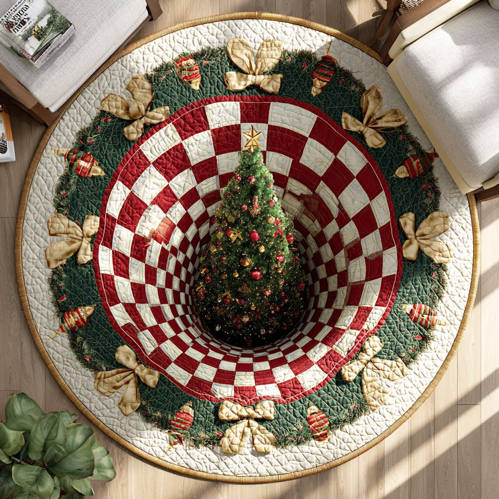 Yuletide Glow Christmas Round Mat Rug - washable non-slip printed rug