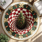 Yuletide Glow Christmas Round Mat Rug - washable non-slip printed rug