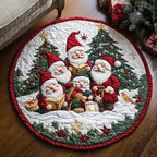 Yuletide Gnome Glow Christmas Round Mat Rug - washable non-slip printed rug