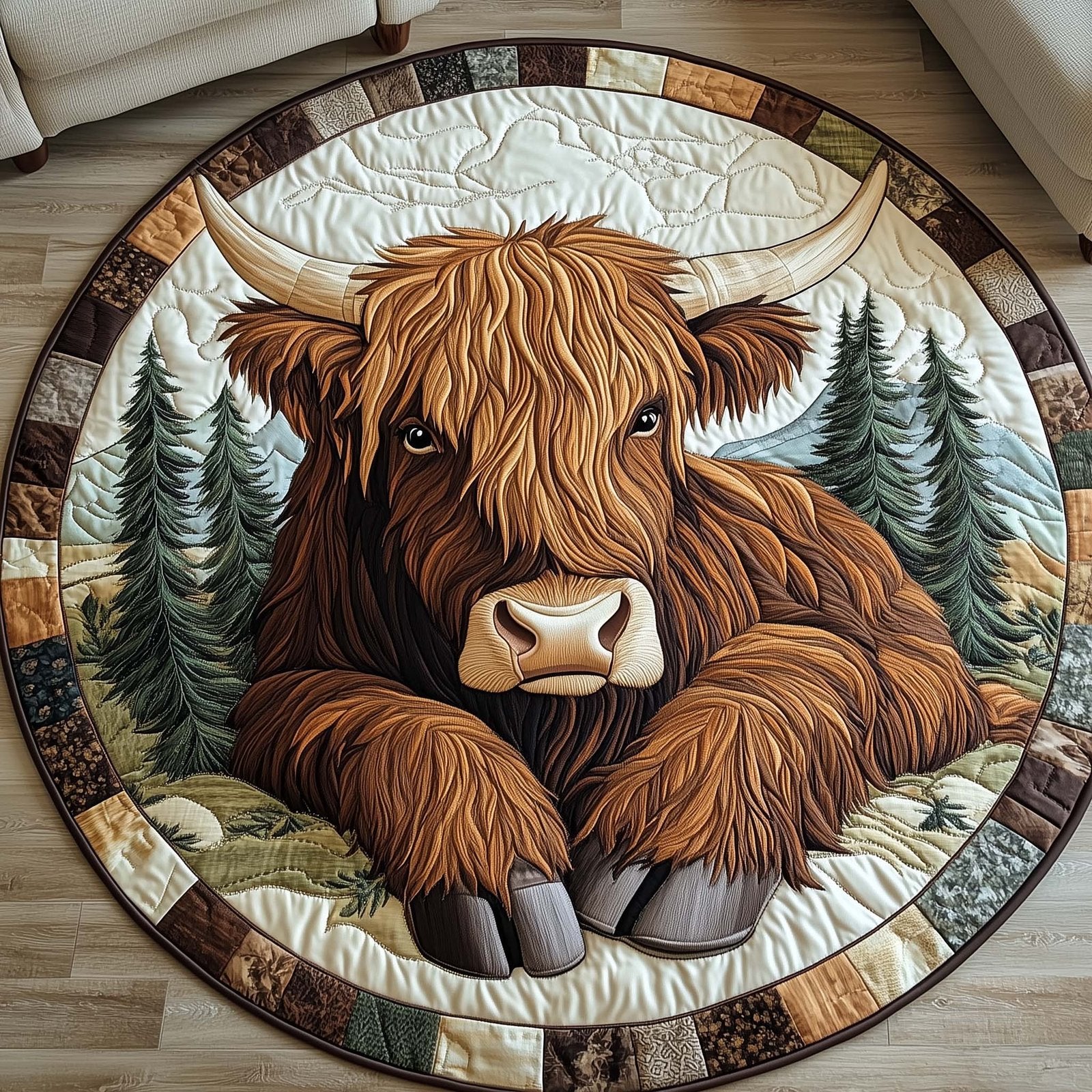 Yuletide Pasture Round Mat Rug - Nature Design | Serene Home Decor