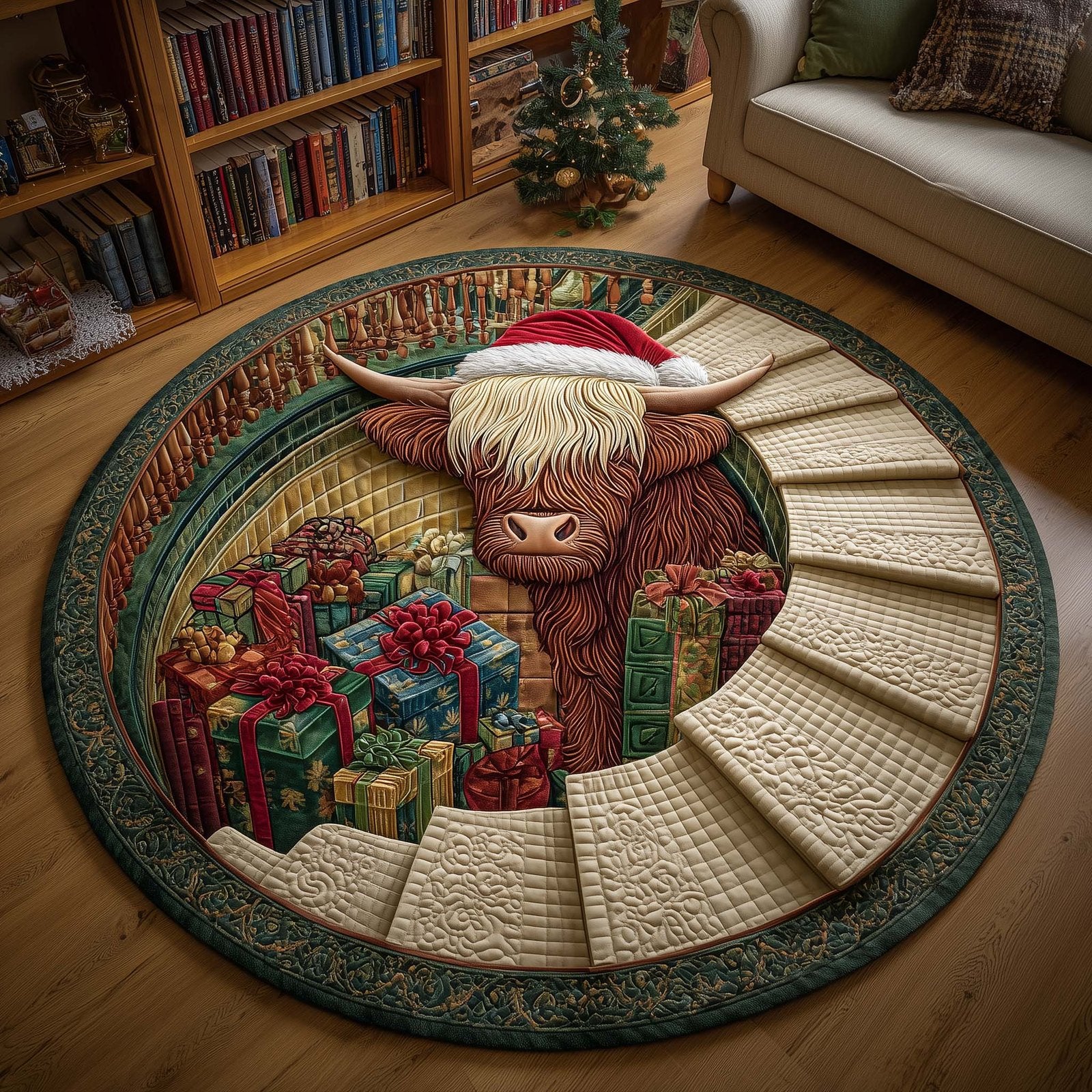 Yuletide Pasture Round Mat Rug - Nature Design | Serene Home Decor