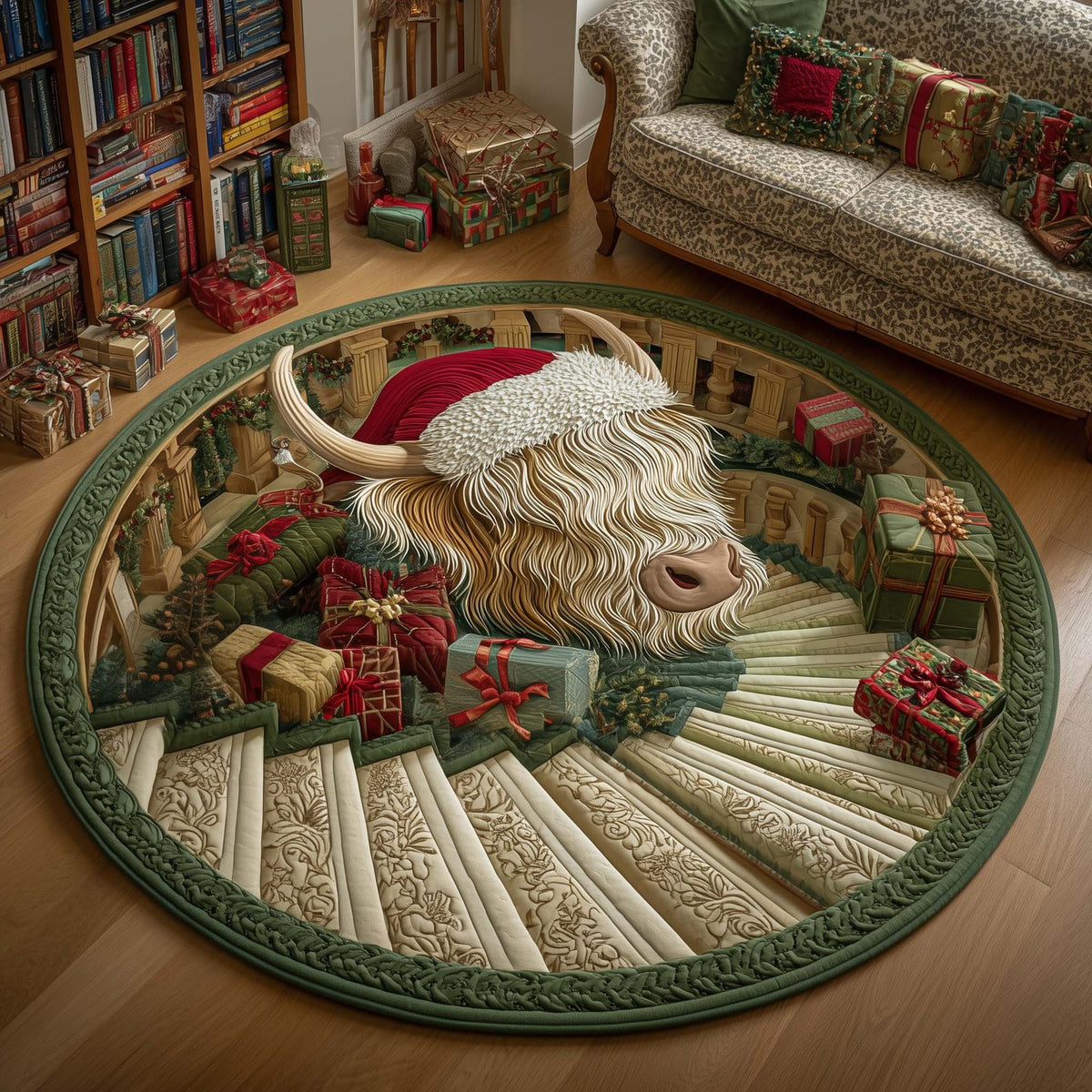 Yuletide Pasture Round Mat Rug - Nature Design | Serene Home Decor