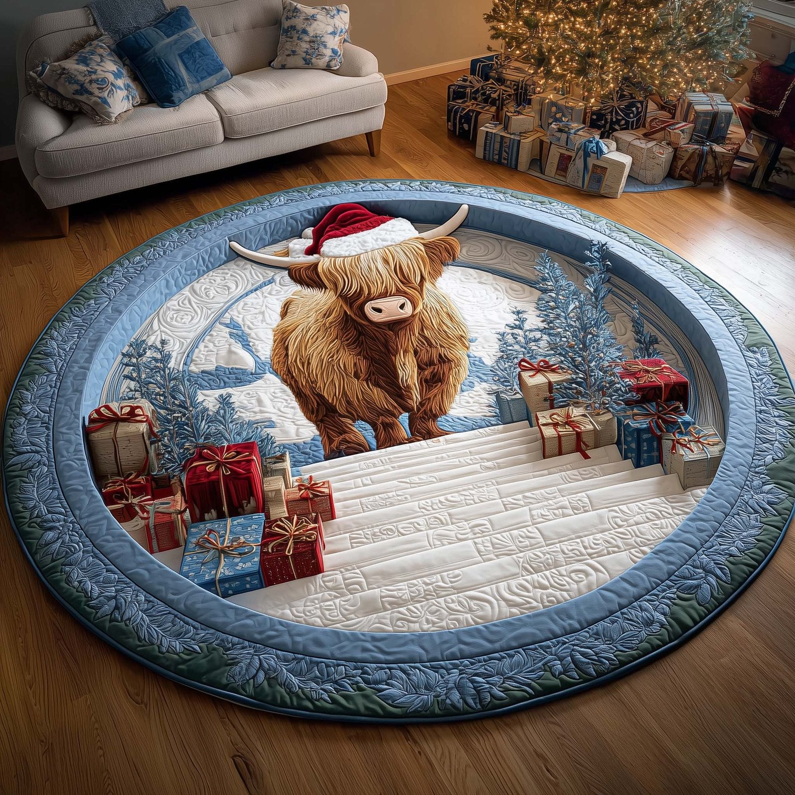 Yuletide Pasture Round Mat Rug - Nature Design | Serene Home Decor