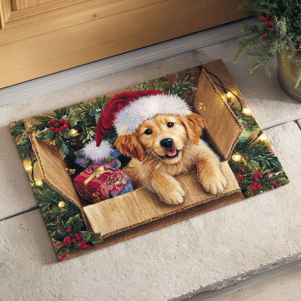 Yuletide Pup Doormat - Nature Design | Printed Welcome Doormat