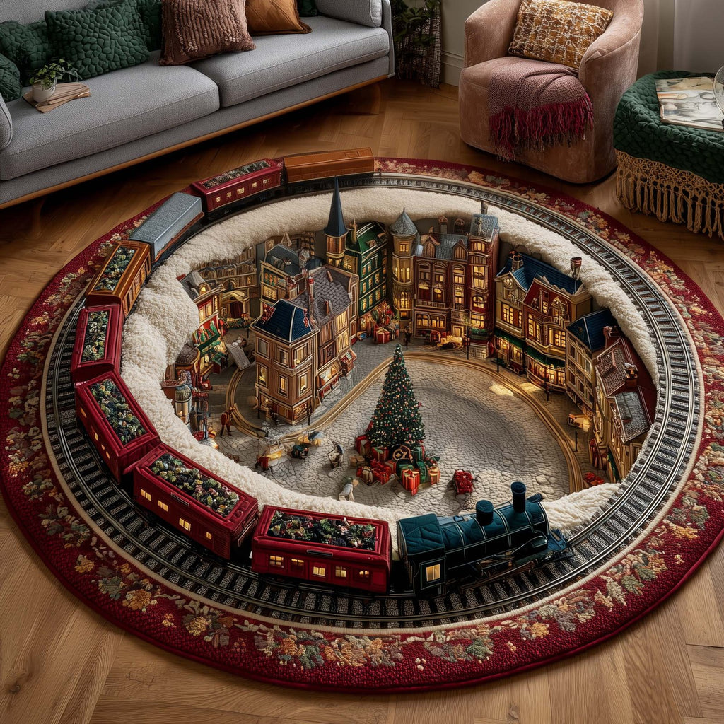 Yuletide Railway Round Mat Rug - Nature Design | Serene Home Decor