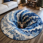 Yuletide Rings Christmas Round Mat Rug - washable non-slip printed rug