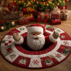 Yuletide Santa Christmas Round Mat Rug - washable non-slip printed rug