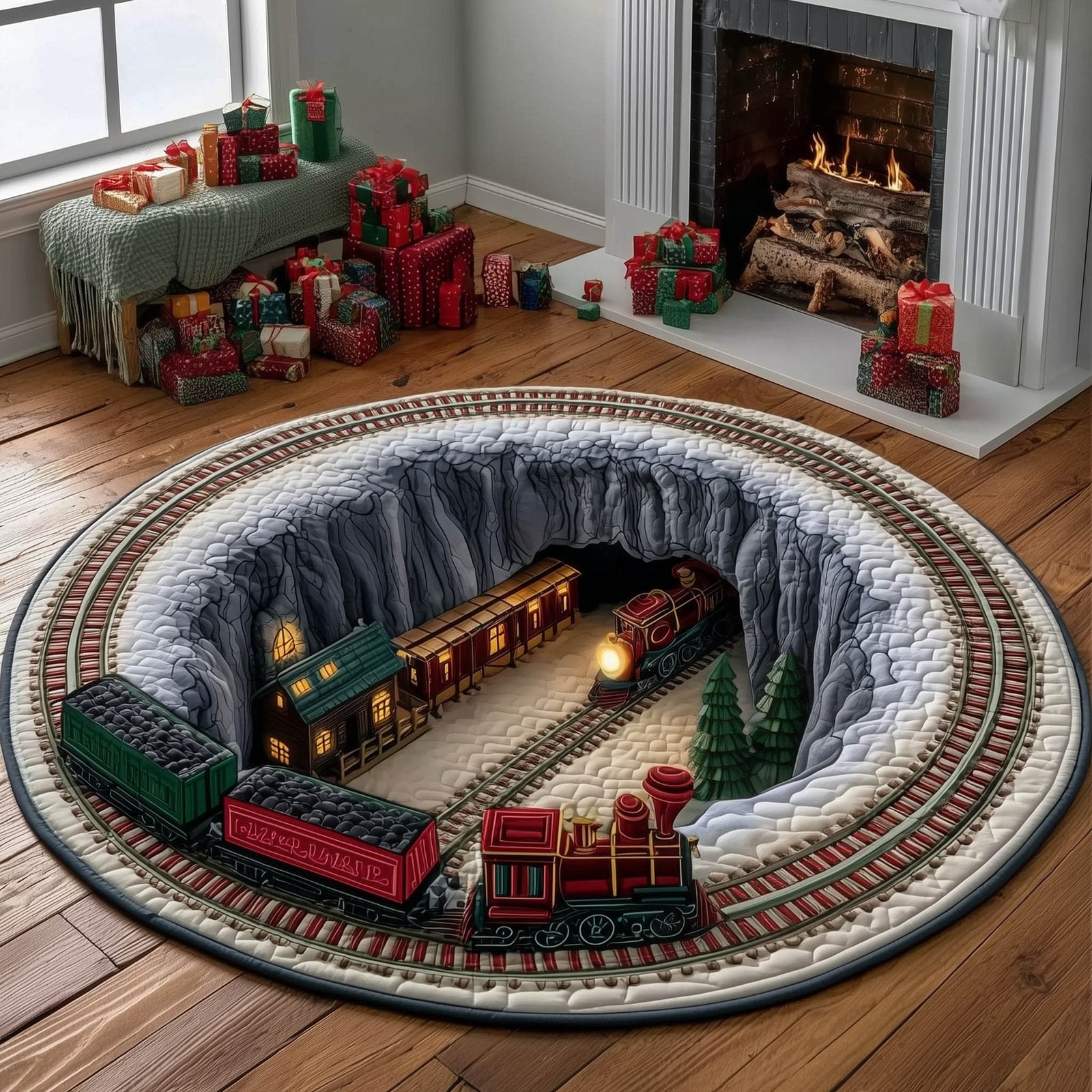 Yuletide Station Round Mat Rug - Nature Design | Serene Home Decor