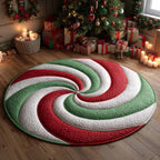 Yuletide Twirl Christmas Round Mat Rug - washable non-slip printed rug