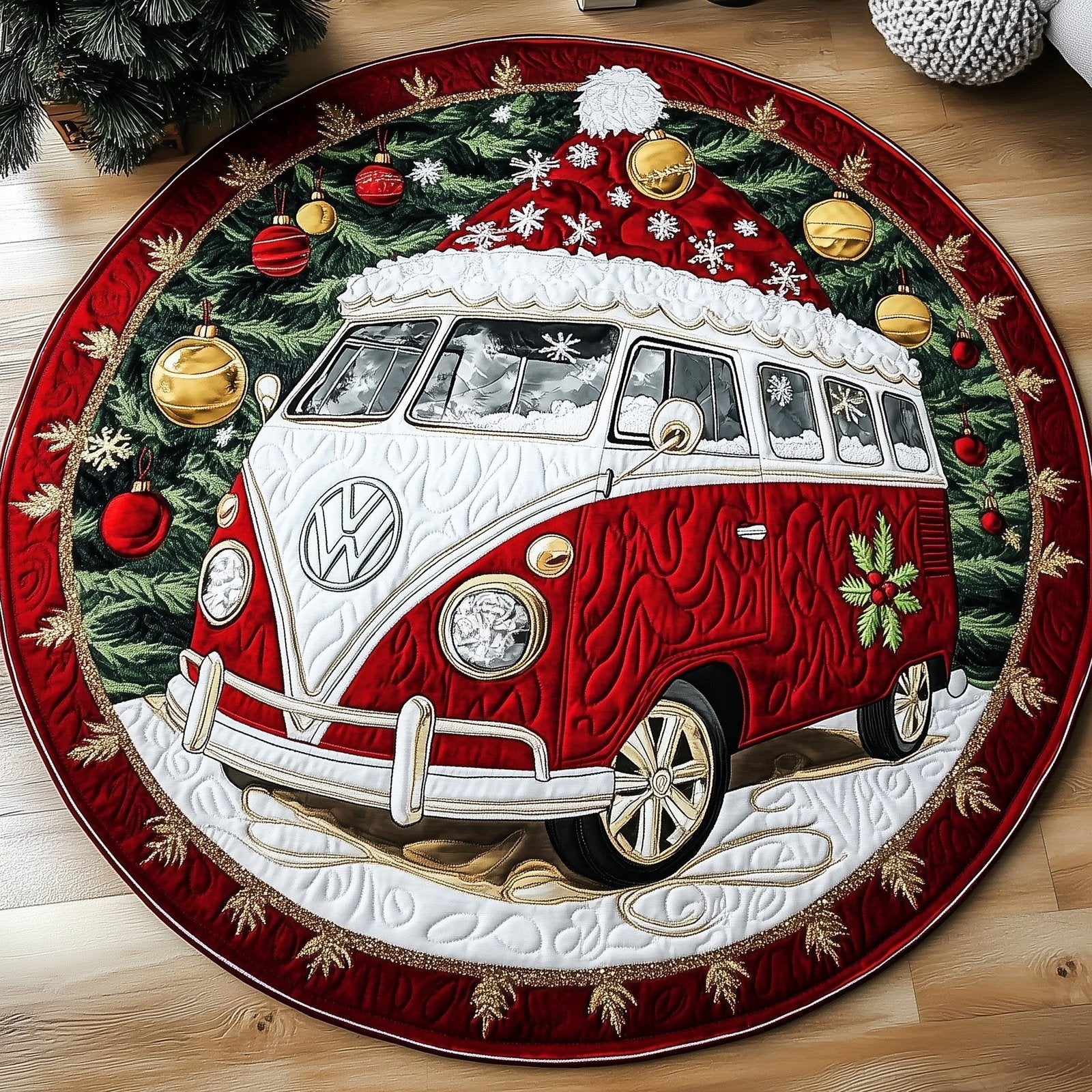 Yuletide Van Round Mat Rug - Nature Design | Serene Home Decor