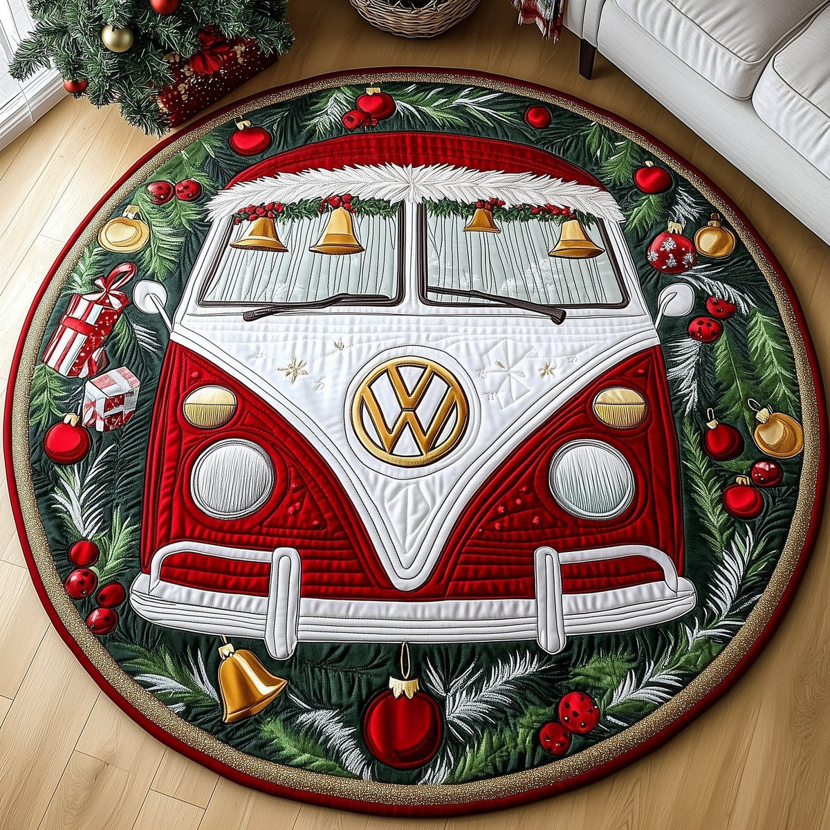 Yuletide Van Round Mat Rug - Nature Design | Serene Home Decor