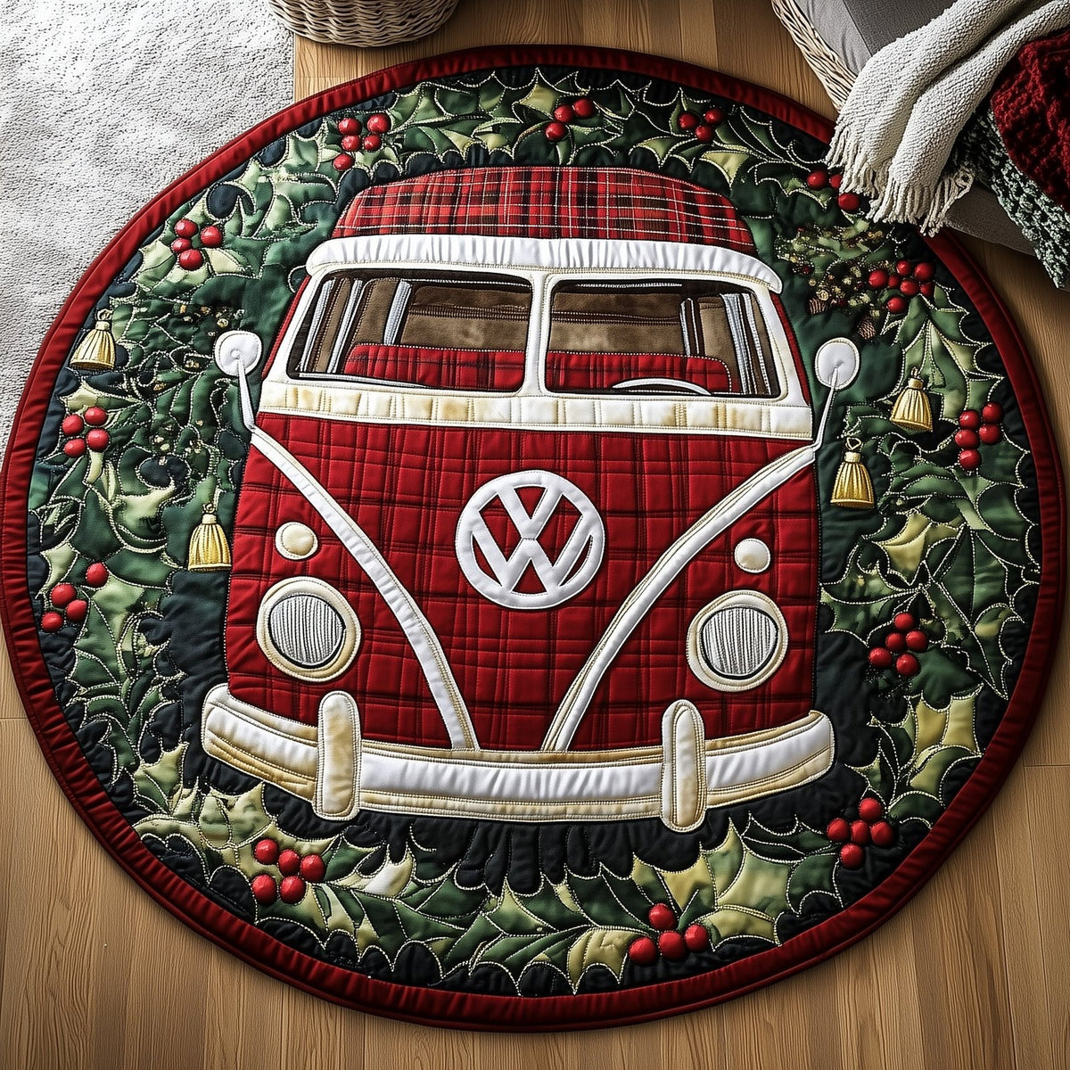 Yuletide Van Round Mat Rug - Nature Design | Serene Home Decor