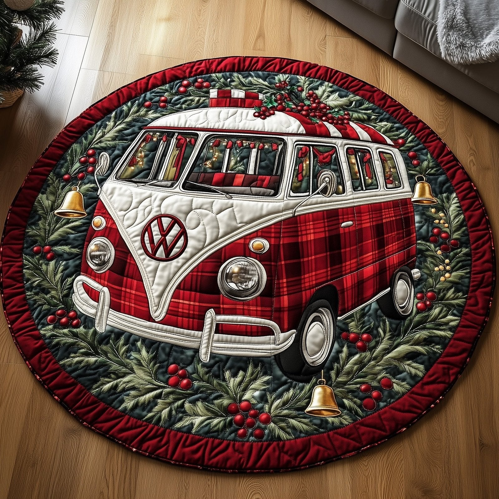 Yuletide Van Round Mat Rug - Nature Design | Serene Home Decor