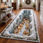 Yuletide Village Runner Rug - Nature Design | Serene Runner Rug - washable non-slip printed rug