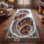 Yuletide Village Runner Rug - Nature Design | Nature Hallway Runner - washable non-slip printed rug