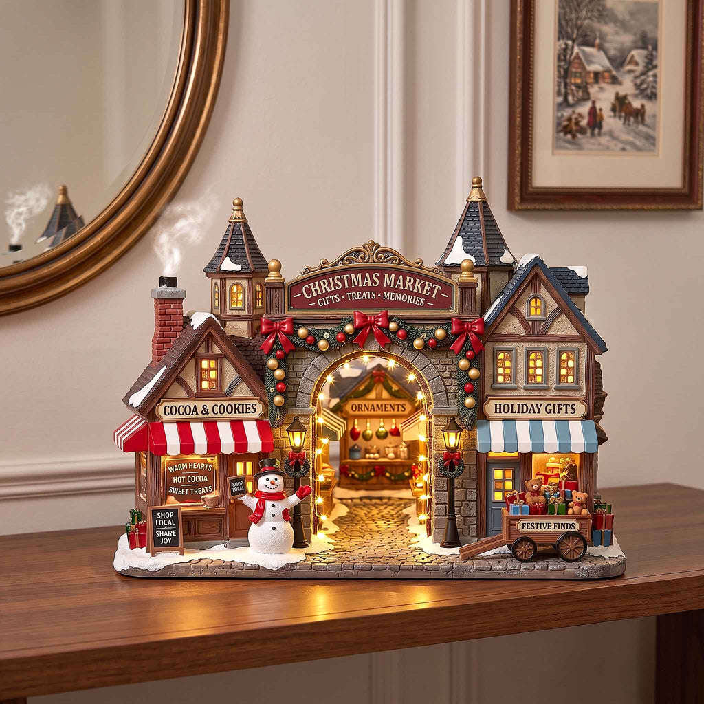 Yuletide Village wooden block, laser-cut 3-layer wood