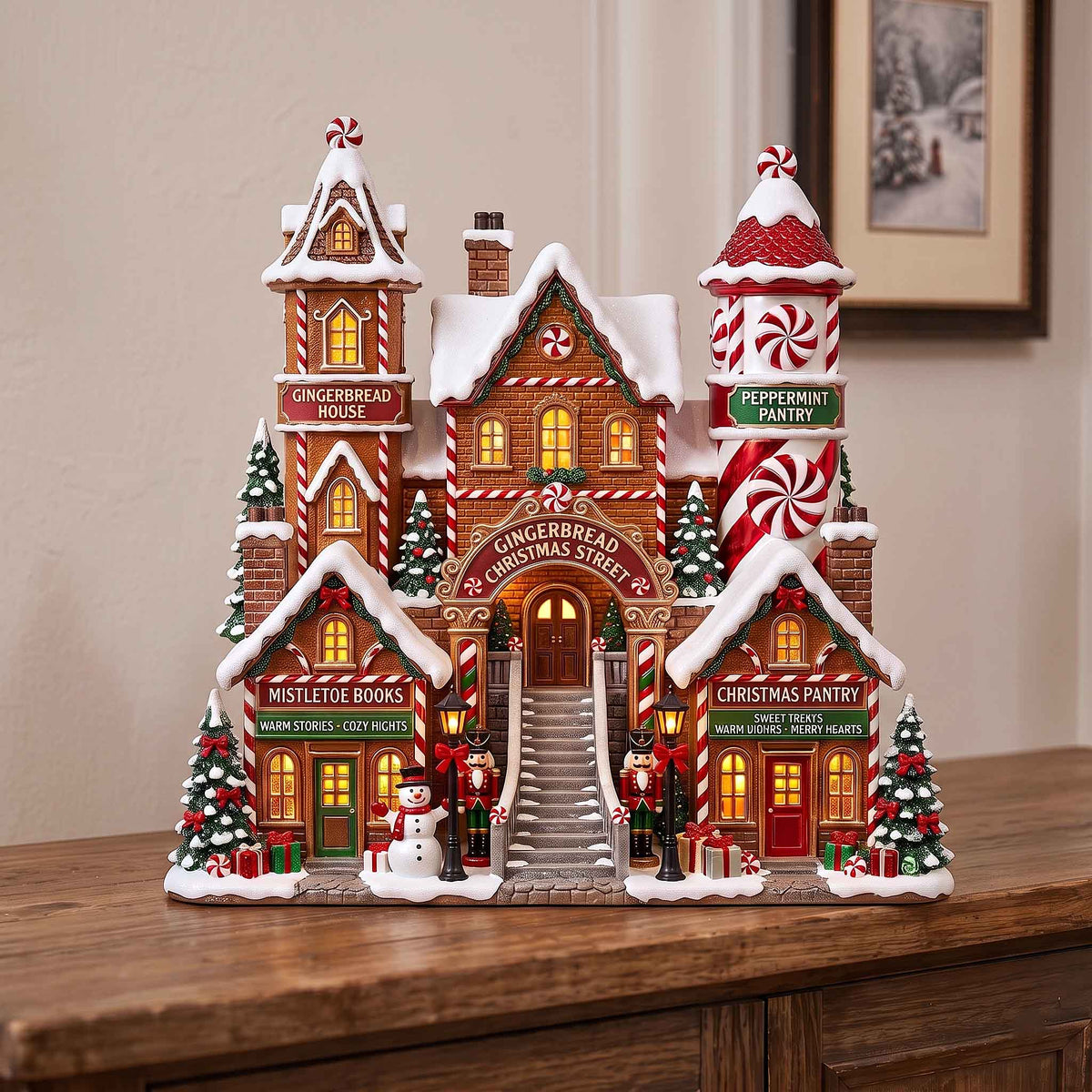 Yuletide Village wooden block, laser-cut 3-layer wood