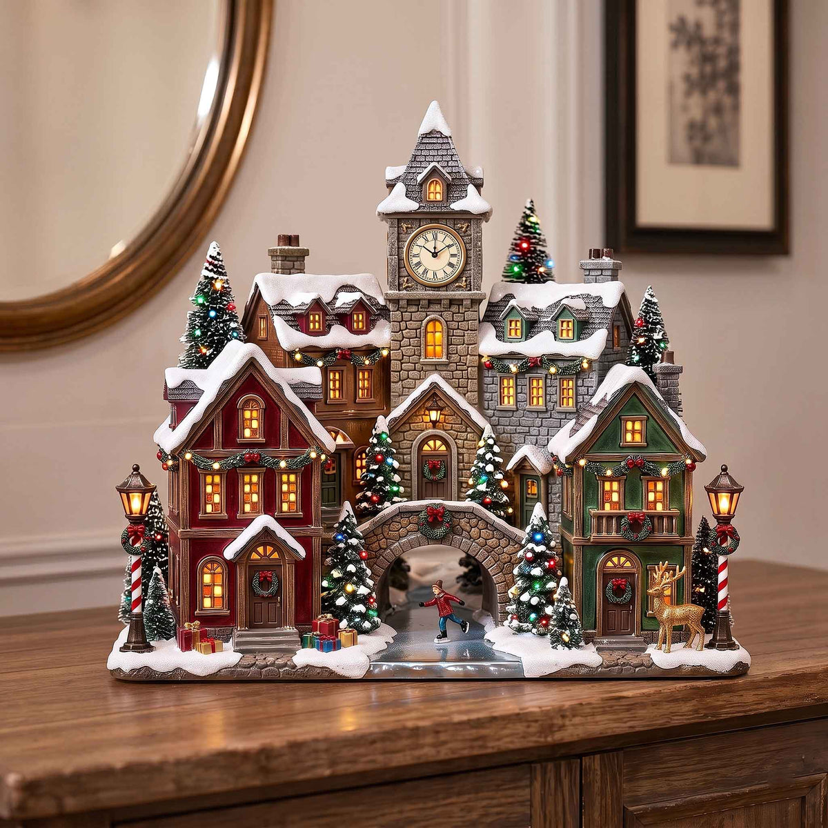 Yuletide Village wooden block, laser-cut 3-layer wood