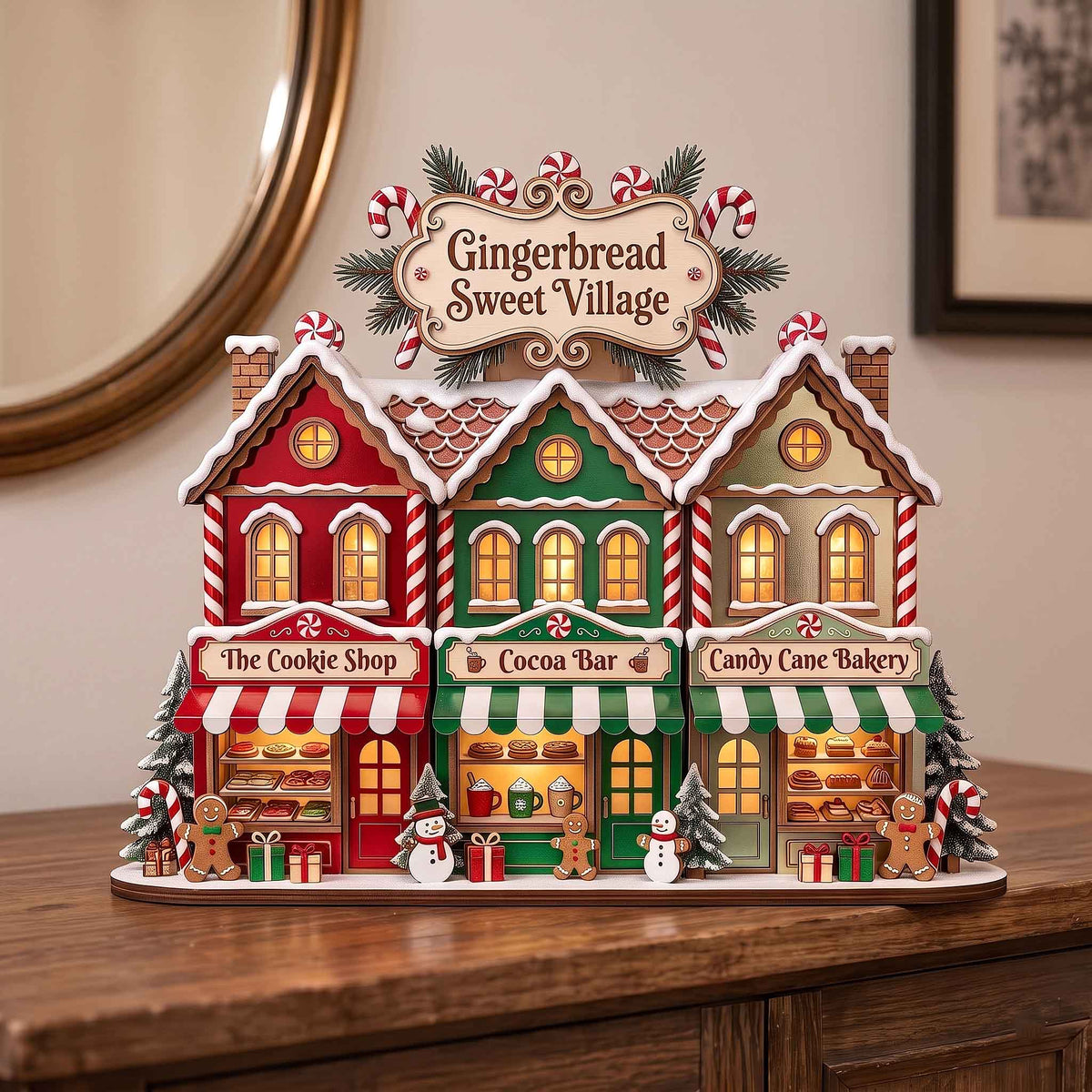 Yuletide Village wooden block, laser-cut 3-layer wood