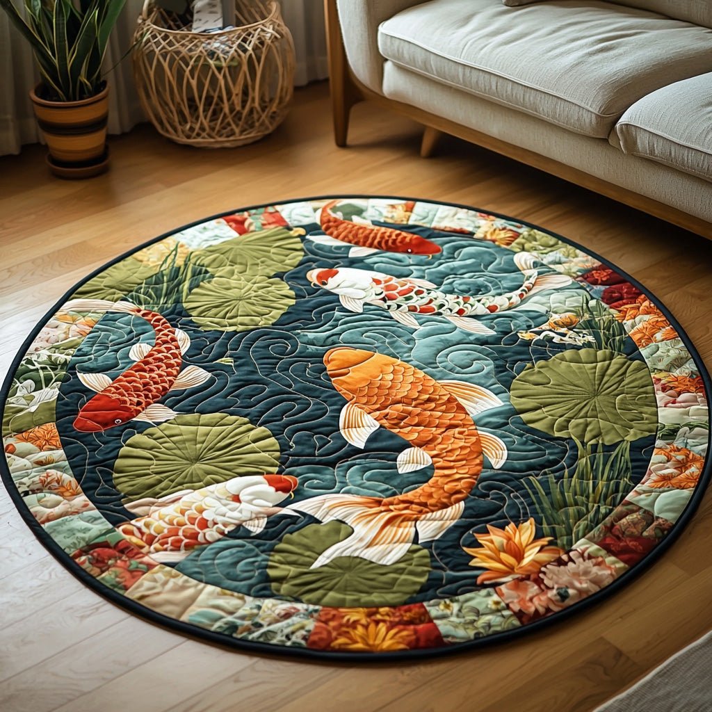 Zen Waters Round Mat Rug - washable non-slip printed rug