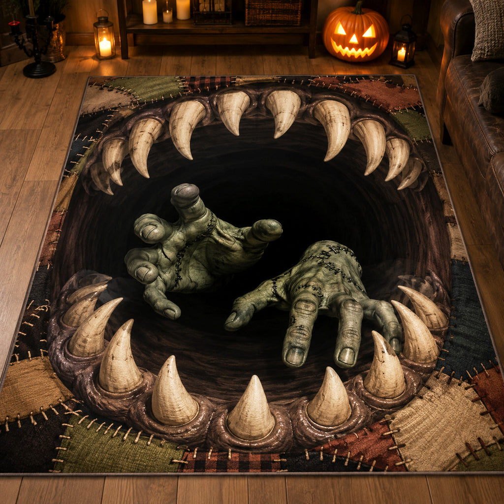 Zombie Abyss area rug in a living room