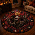 Zombie Bones Round Mat Rug - washable non-slip printed rug