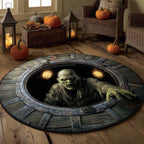 Zombie Breakout Round Mat Rug - washable non-slip printed rug