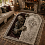 Zombie Coffin Rise Custom Shape Area Rug - Nature Design | Die-Cut Non-Slip Rug - washable non-slip printed rug