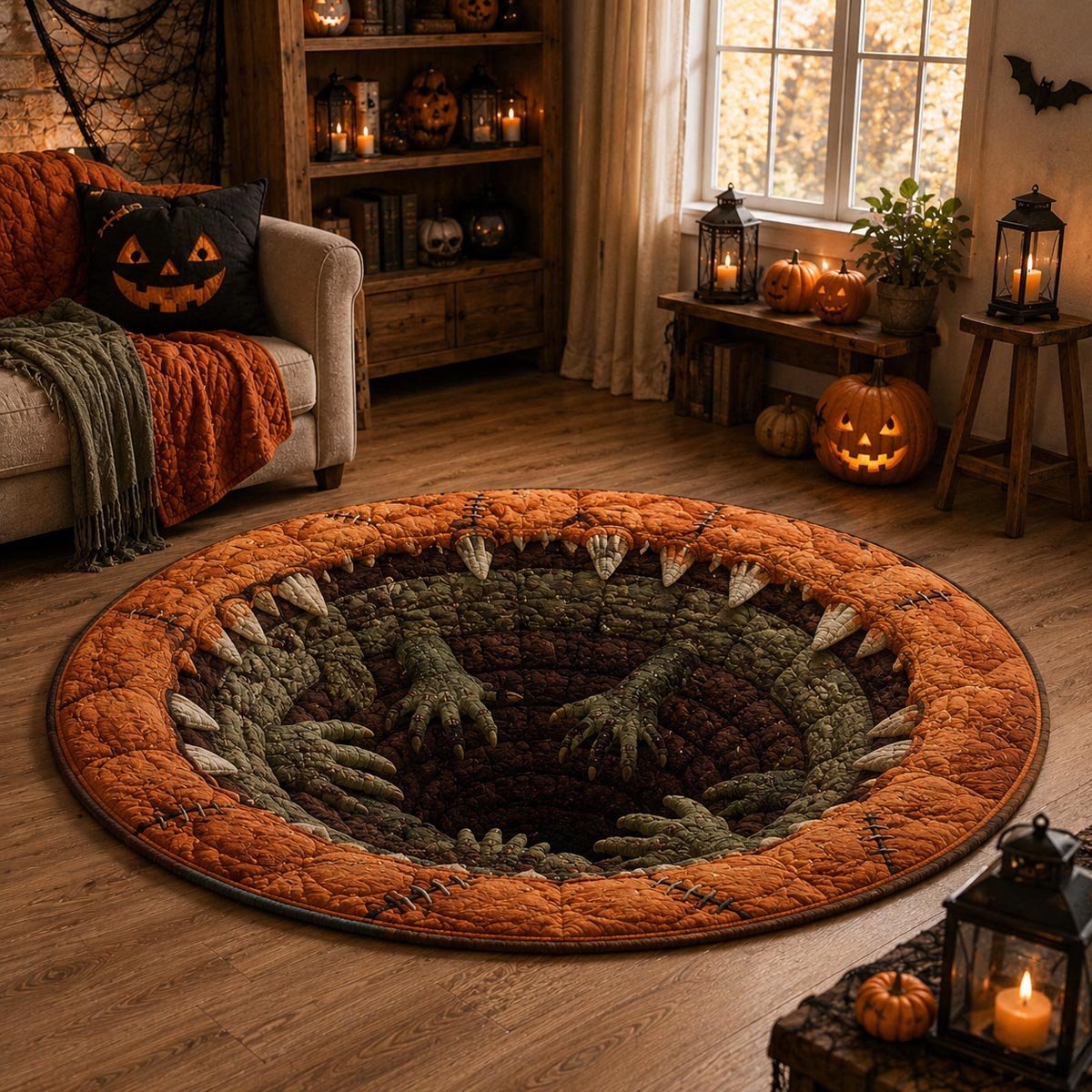 Zombie Pit Round Mat Rug - washable non-slip printed rug