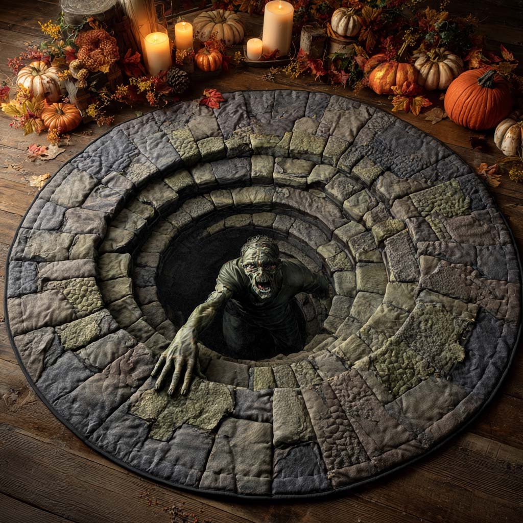 Zombie Rising Round Mat Rug - washable non-slip printed rug