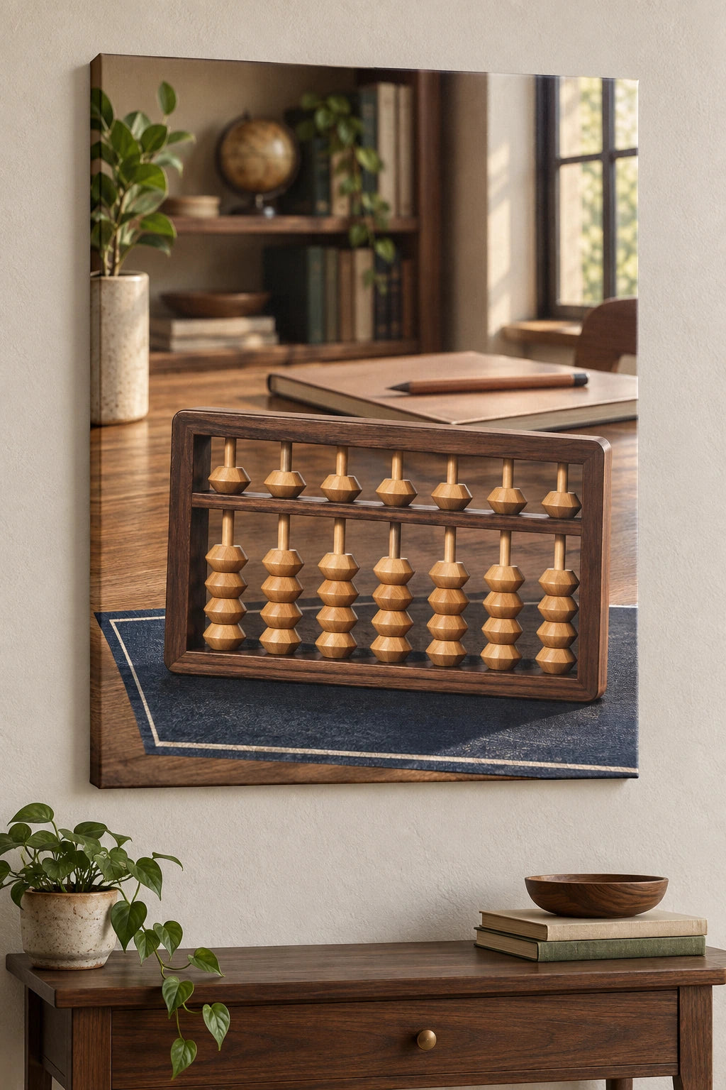 Abacus Study Stretched Canvas Wall Art with original printed optical 3D artwork