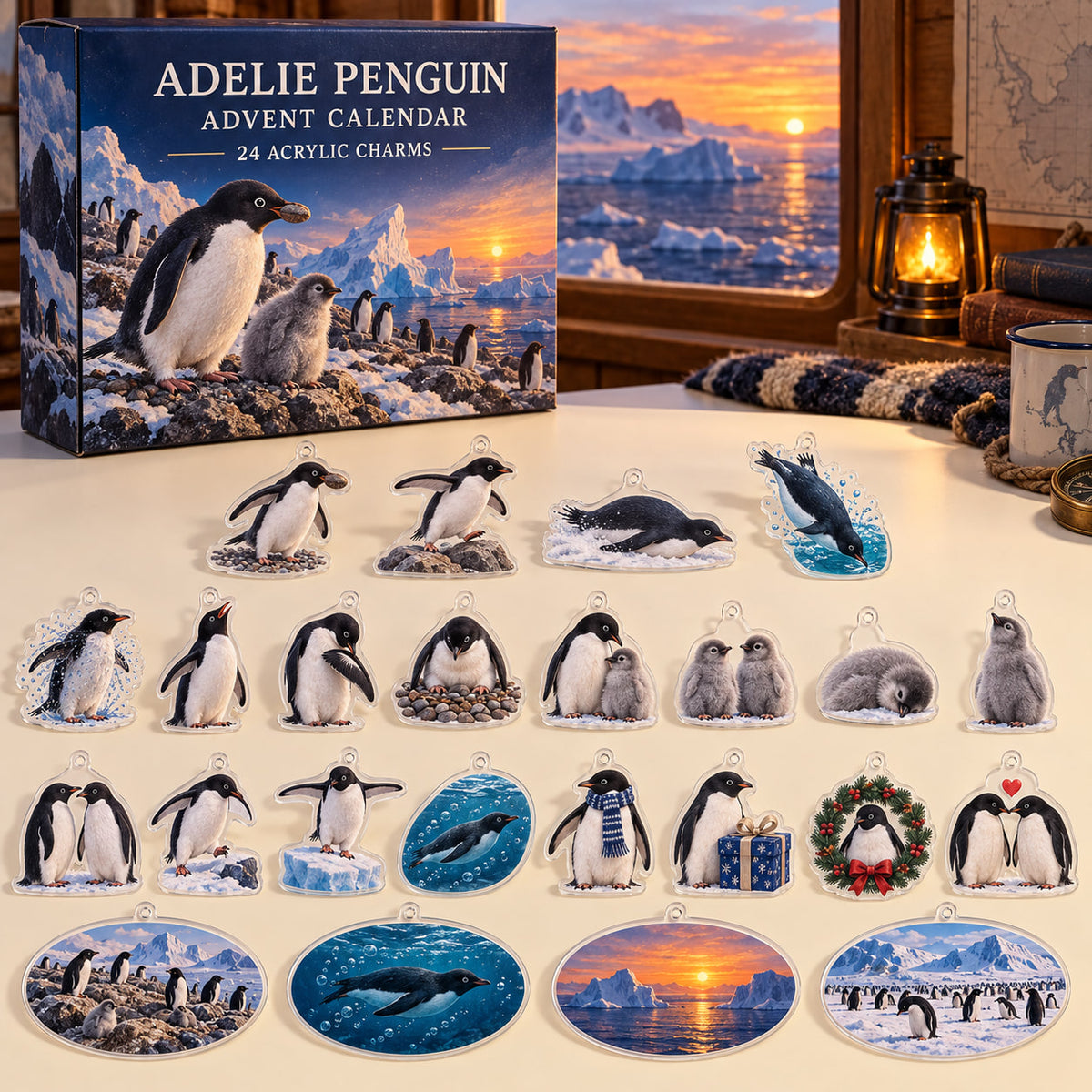 Adelie Penguin Advent Calendar - 24 Acrylic Charms