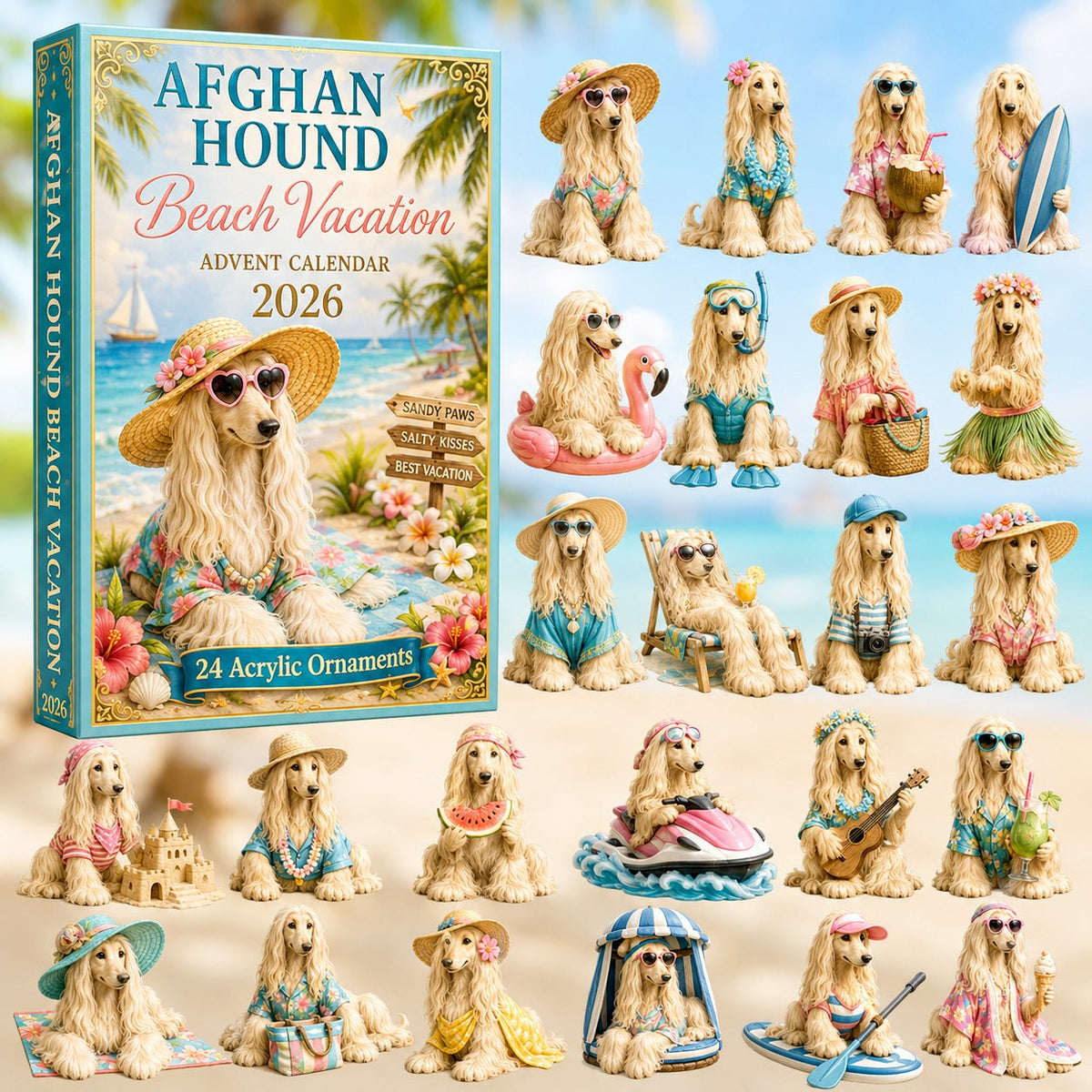 Afghan Hound Beach Vacation advent calendar
