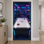 Air Hockey Neon Arcade Fabric Door Cover with original printed optical 3D artwork