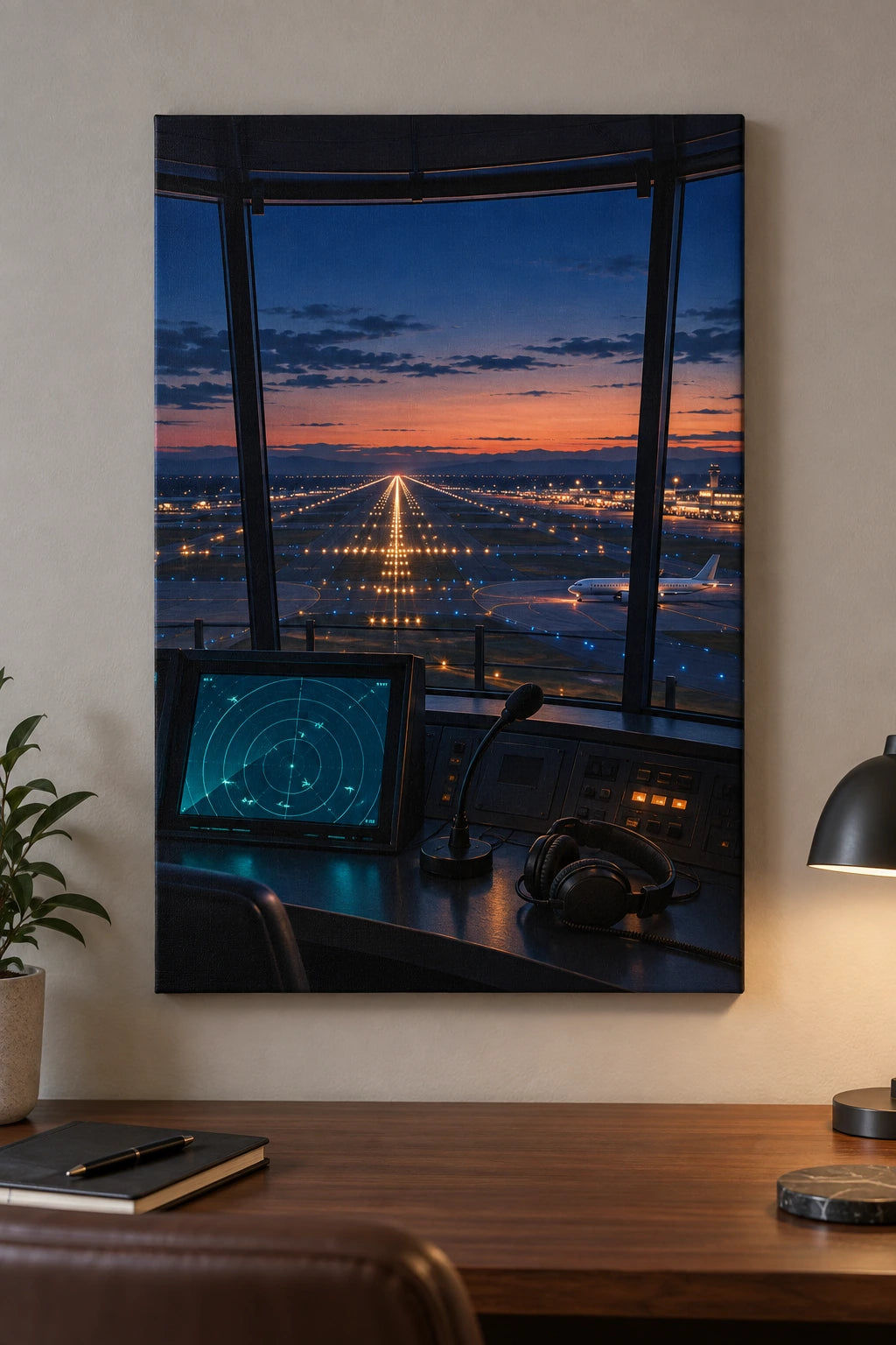 Air Traffic Control Tower Stretched Canvas Wall Art with original printed optical 3D artwork