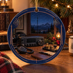 Amateur Radio printed 3D christmas ornament with coordinated border and hobby setting