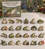 American Bullfrog advent calendar with 24 custom-shaped flat acrylic charms and printed dimensional artwork