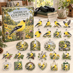 American Goldfinch advent calendar box with 24 themed flat printed acrylic charms