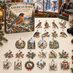 American Robin advent calendar box with 24 themed flat printed acrylic charms