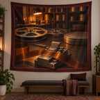 Analog Film Editing Studio Wall Tapestry with original printed optical 3D artwork